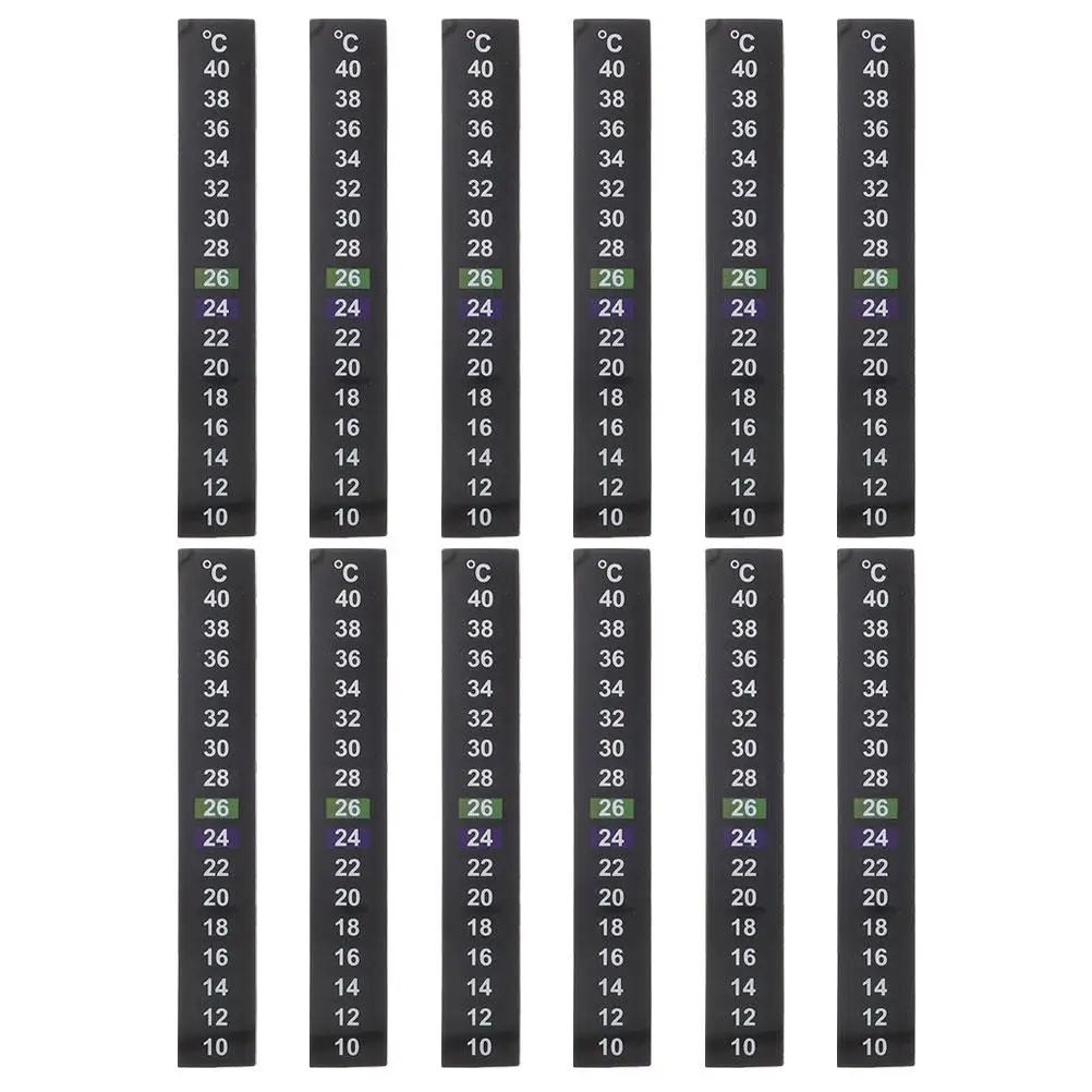 

12pcs Fish Tank Thermometer Stickers 10℃-40℃ Digital Liquid Crystal Aquarium Temperature Adhesive Strip Easy Safe Home Use Pet