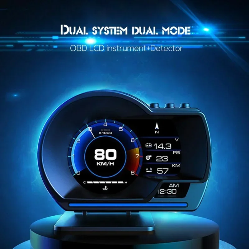 Universal Car HUD OBD + GPS Head Up Display Speedometer Alarm Overspeed Ambient Light Warning System