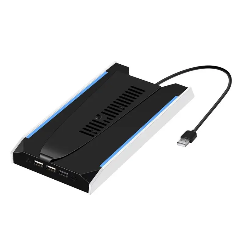 For PS5 Slim/Pro RGB VR Headset& Controller Vertical Stand With 3-Speed Cooling Fan-A32R