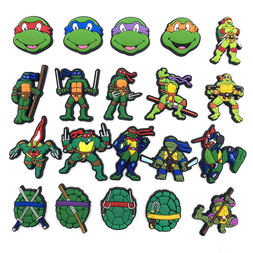 20pcs/set TMNT Shoe Charms DIY Shoe Buckle Decorations Accessories Anime Teenage Mutant Ninja Turtles Sandal Decorate Kids Gifts