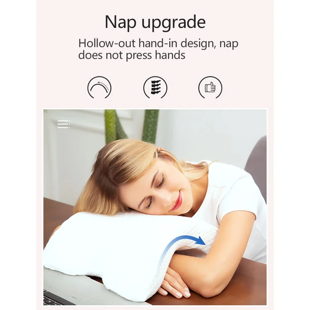 Single Side Sleeper Cuddle Pillow with Arm Openings, Comfort Support Pillow for Bed Rest, Office Break and Travel