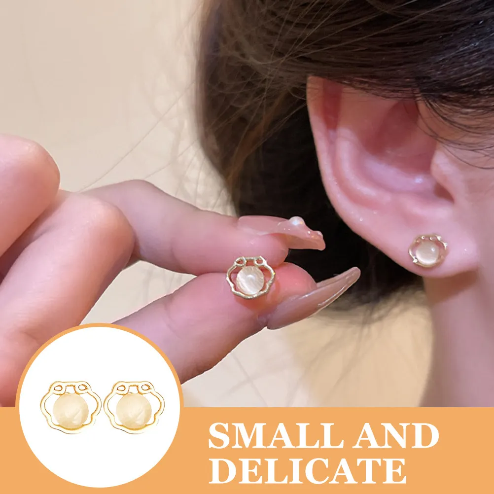 1Pair Longevity Lock Earrings for Women Premium Stainless Steel Studs Delicate Noble Design Versatile Matching Any Outfit Trendy