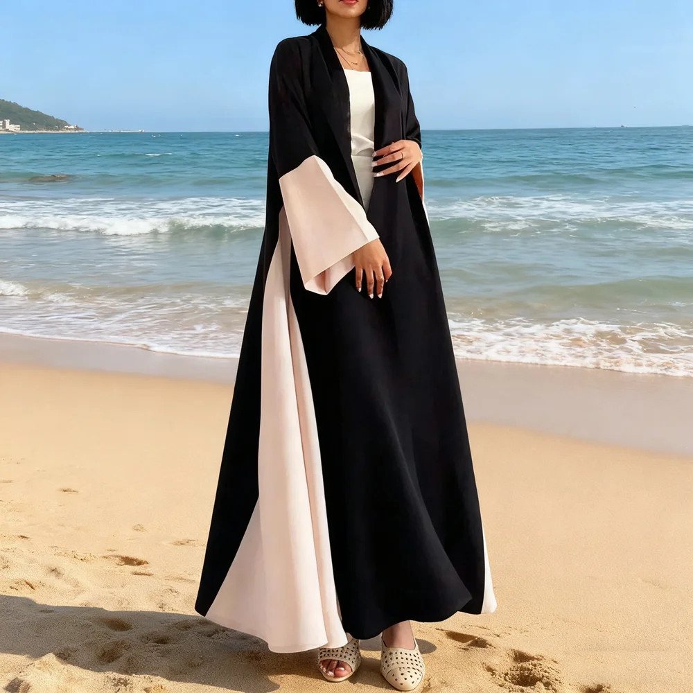 

Мусульманское платье Abbayas с открытым передом в Дубае, женские платья макси, Рамадан Джалабия, кимоно, кардиган, кафтан, Турция, Musulmane Femme Robe, новинка