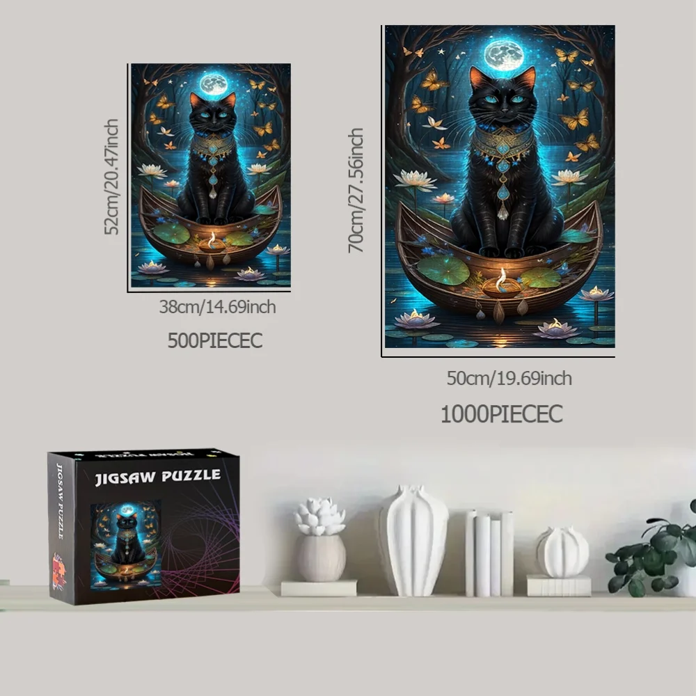 Black Cat, Ship 500 pezzi/1000 pezzi Gioco puzzle - Regali - Gioco interattivo per la famiglia - Puzzle - Decorazione per la casa - Brain Challenge Desi
