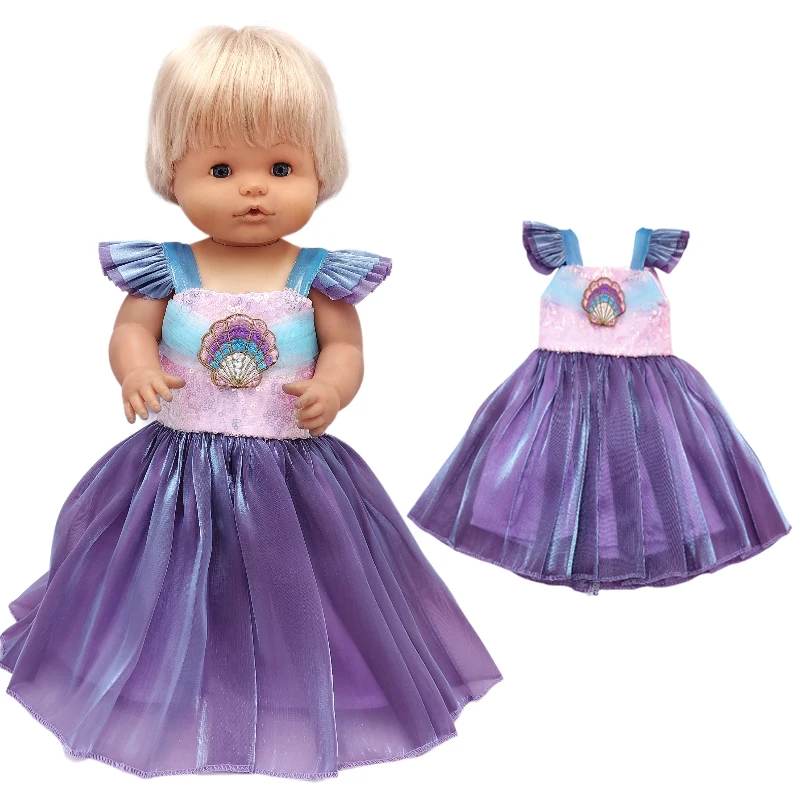 เสื้อผ้าตุ๊กตาทารกเกิดใหม่ขนาด40ซม. ชุดเจ้าหญิงสีฟ้าม่วงเสื้อผ้าตุ๊กตา17"
