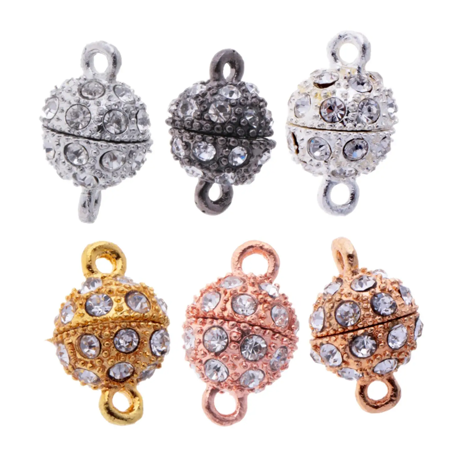 6 Pieces/ Lot Rhinestone Magnetic Beads Clasp for Bracelet Necklace Jewelry