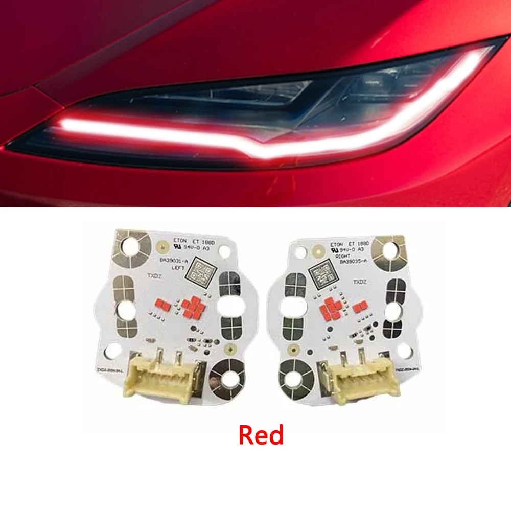 Headlights Upgrade Yellow/Blue/Ice/Blue/Red Daytime Running Lights DRL LED Boards for Tesla Model 3 2024