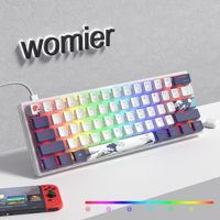 Womier WK61 60% Hot-Swappable Mechanical Keyboard Red Switch RGB Wired Gaming Keyboard for Windows PC Gamers