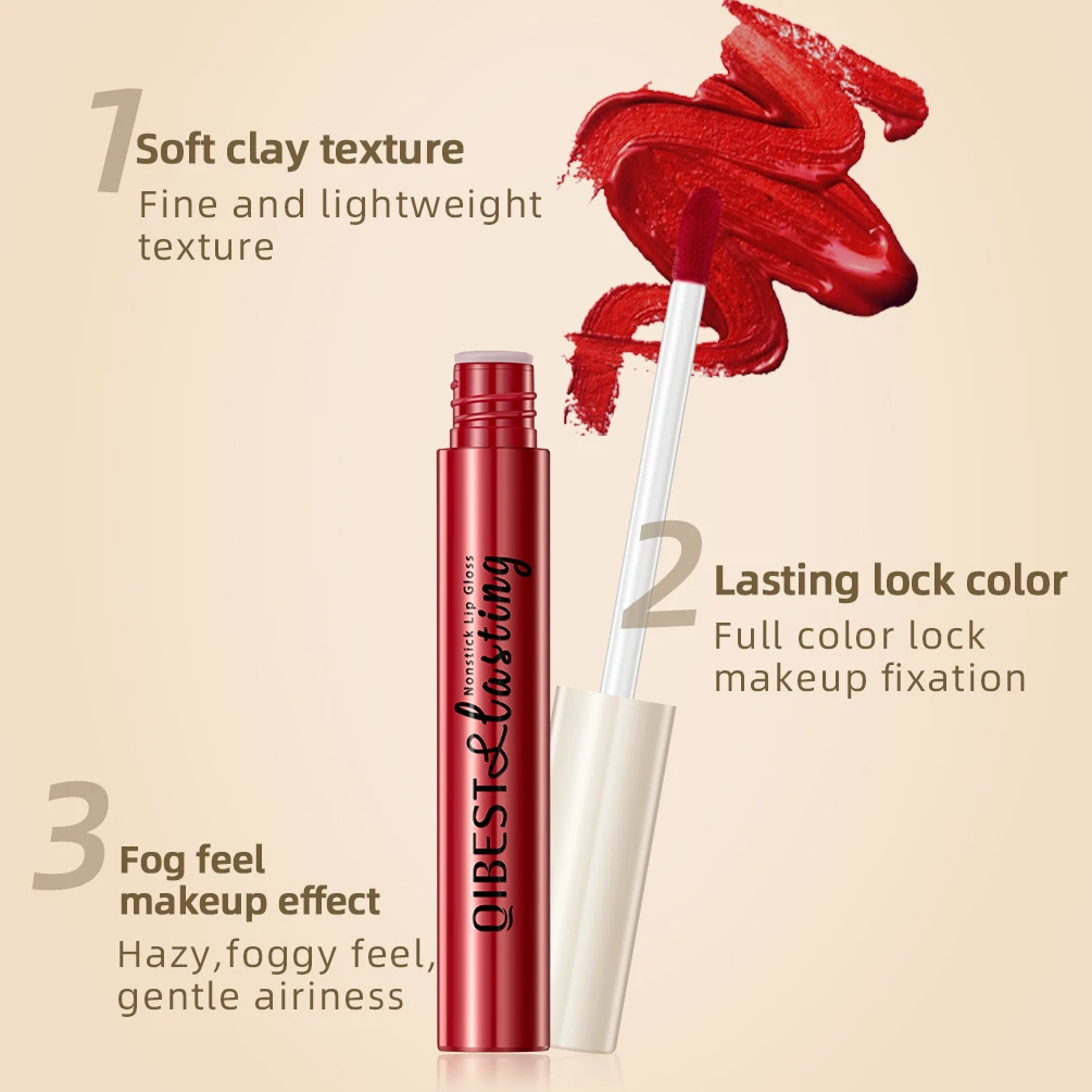 QIBEST Matte Liquid Lipstick Waterproof Long Lasting Velvet Mate Nude Red Lip Gloss Lint Tube Makeup Cosmetic Lipsticks Lipgloss