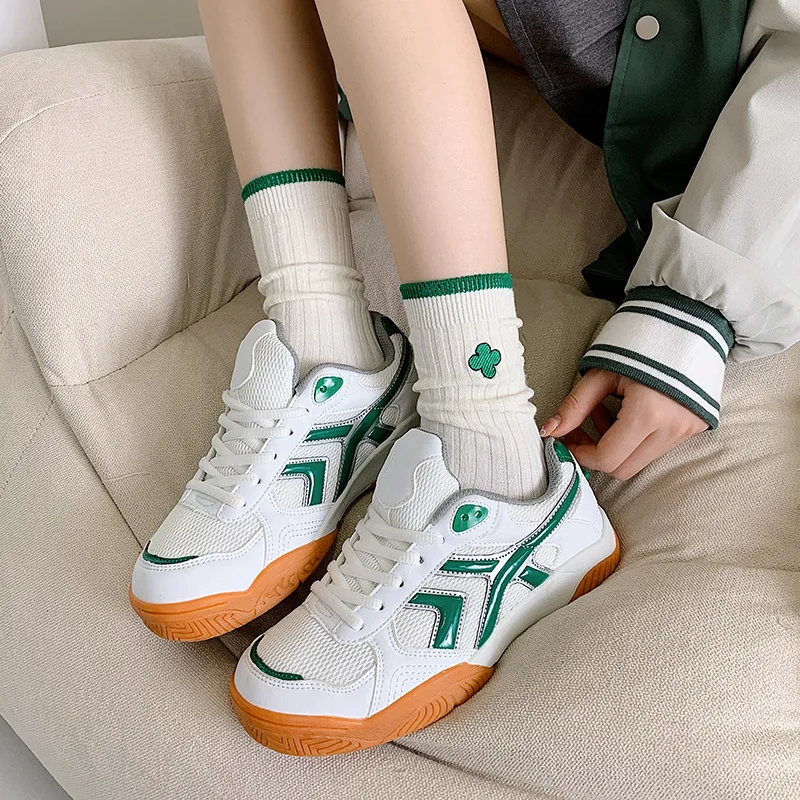 Green Stripe Ins Kawaii Socks Spring Autumn Middle Tube Casual Women Socks Harajuku Ins Breathable Women Socks