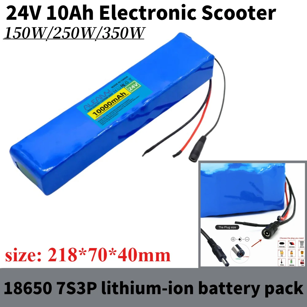 24V 10Ah Battery 7S3P 29.4V 10000mAh Li-ion Battery Pack with 20A Balanced BMS for Bicycle Scooter Power Wheelchair