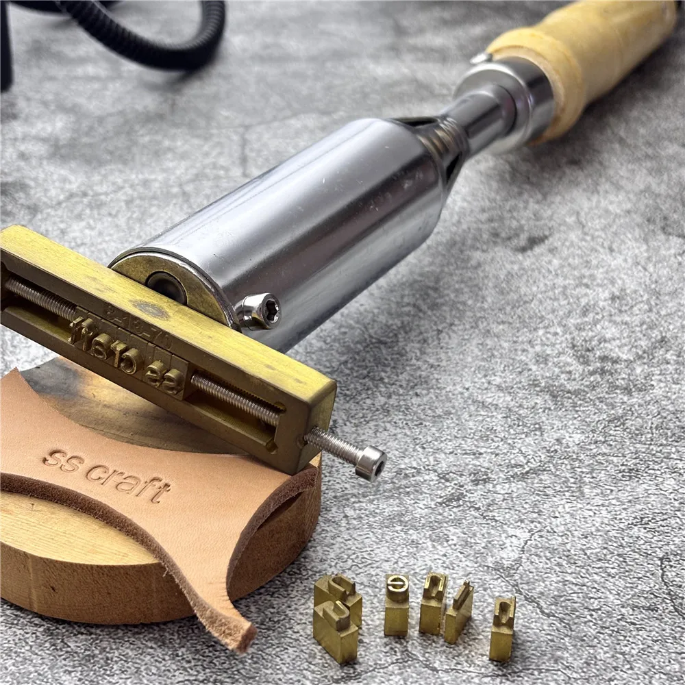 300W Customize LOGO Leather Electric Branding Iron Machine Portable Hot Stamping Machine Brass Mould Wood Cake Brand Embossing