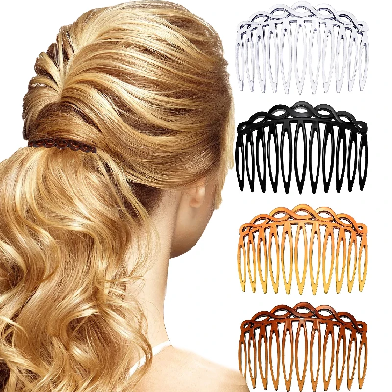 2022 Vintage Weaving Hair Side Combs for Women French Hair Comb Straight Teeth Hair Clip Bridal Wedding Combs Hair Accessories