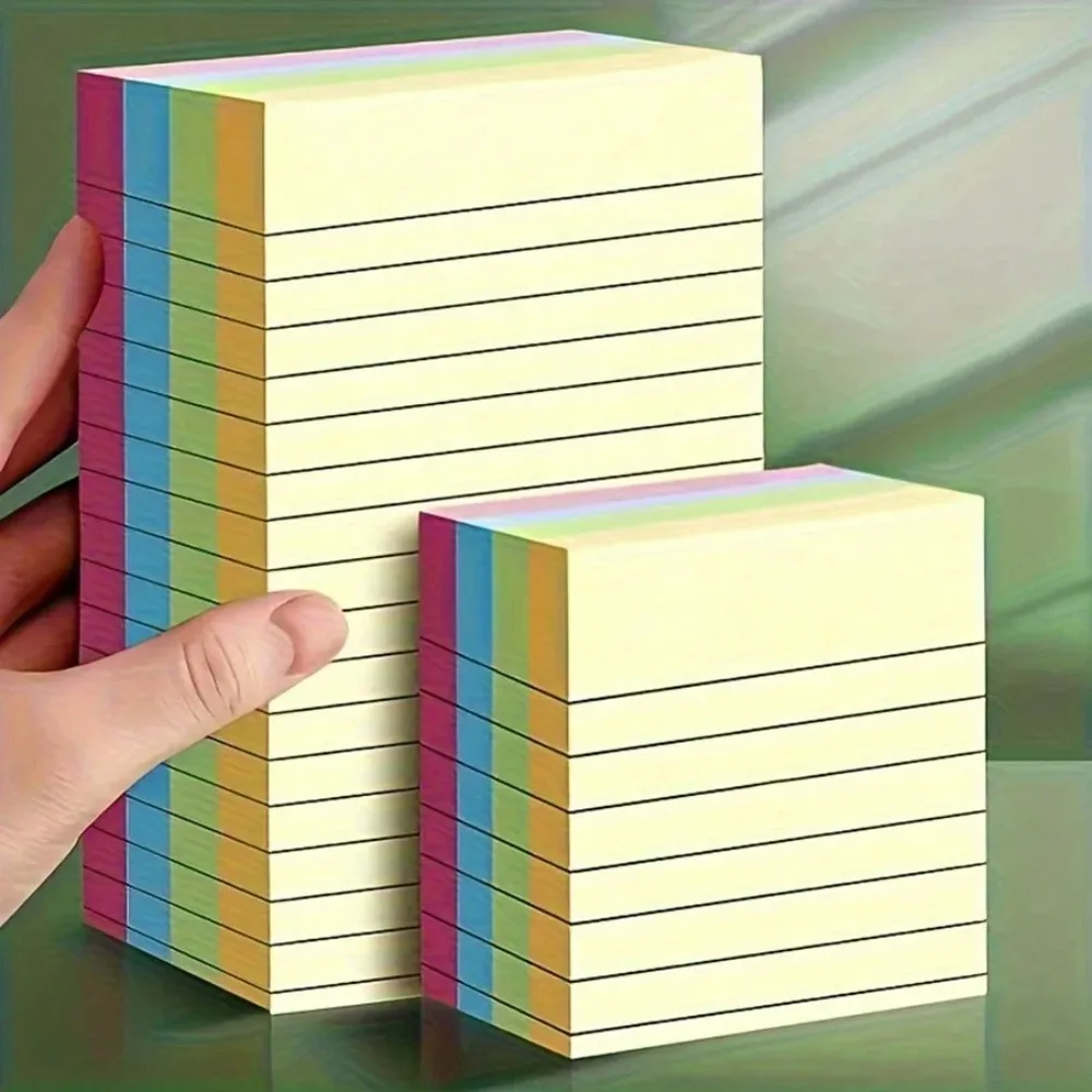 200sheets Line Sticky Notes 4 Colors Portable Student Note Marker Writing Sticky Notes Self-Adhesive Easy