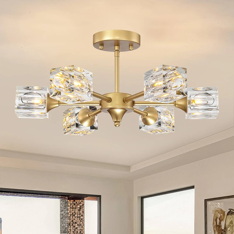 Crystal Ceiling Light 6 Lights (G9 Bulb) Ceiling Light for Dining Room Pendant Lamp Ceiling Lighting for Living Bedroom Hall Bal