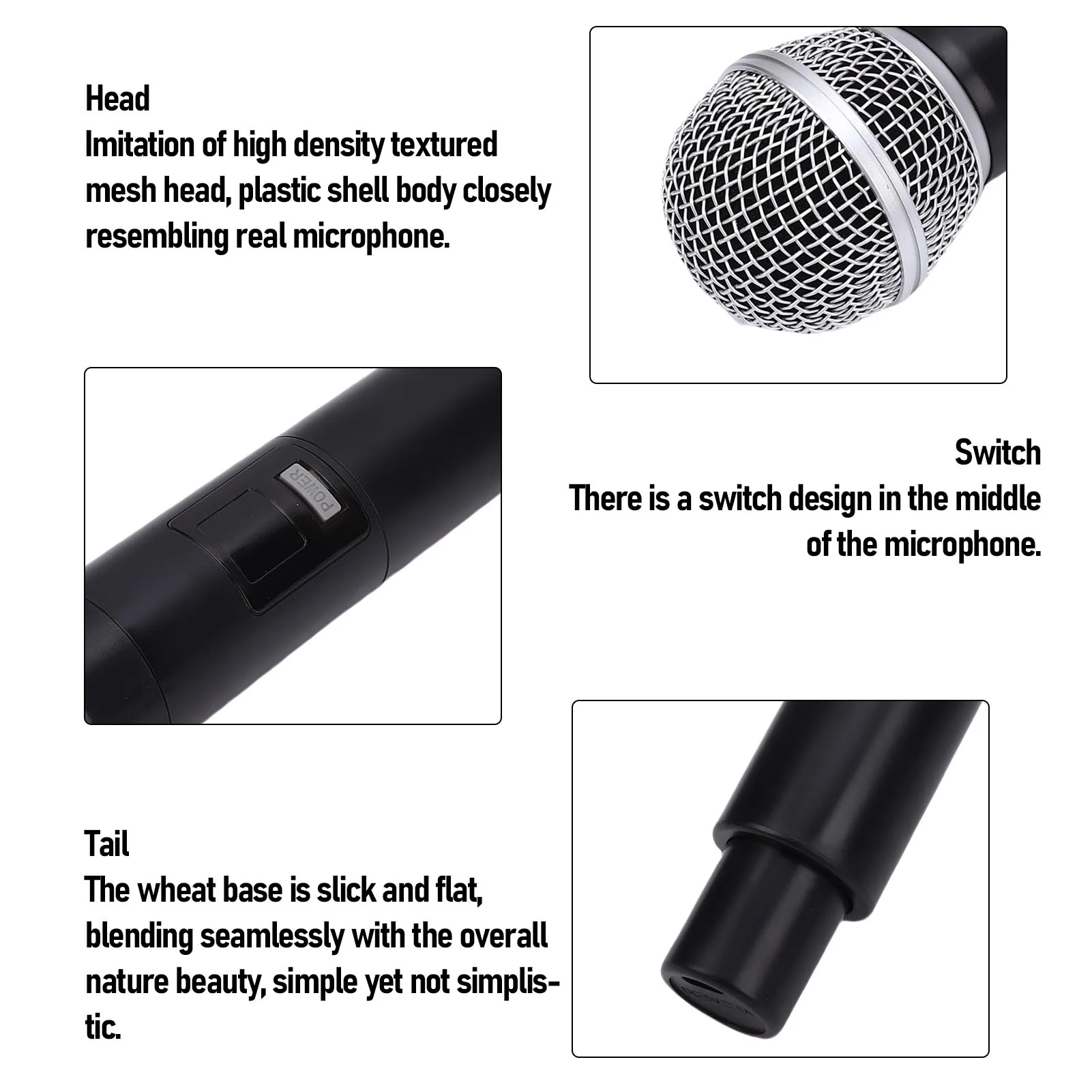 Modelo de micrófono, accesorio de micrófono de mano realista de Metal ligero para simular la práctica del habla, micrófono realista para Cosplay en escenario