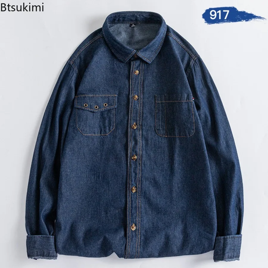Spring Autumn Men's Pure Cotton Denim Thin Jackets Classic Streetwear Multiple Style Oversized Cowboy Youth Blue Shirts Coats