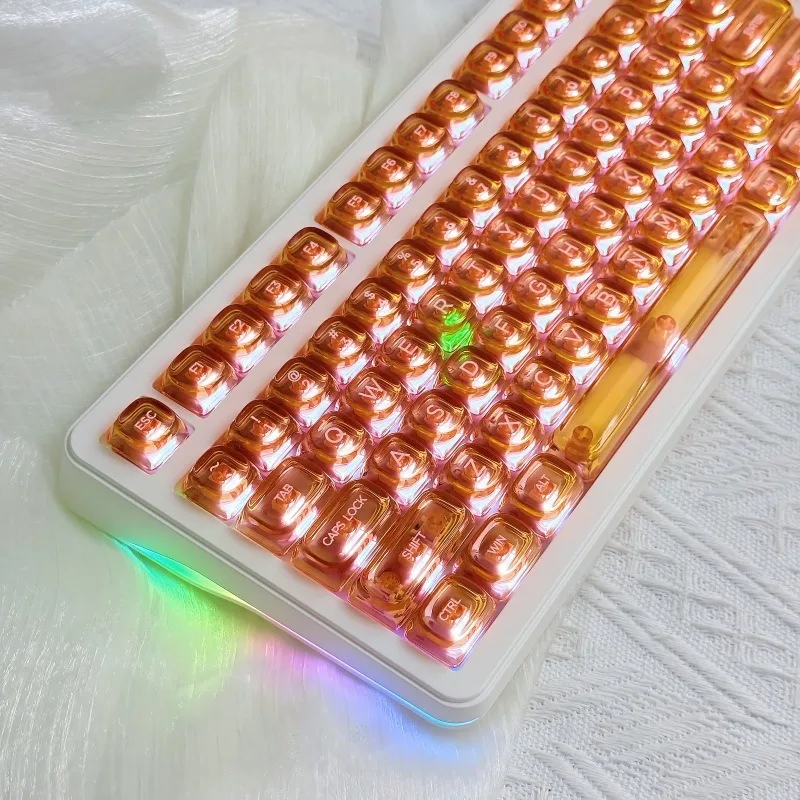 Orange transparent keycap HOA small full set 132 key PC mechanical keyboard with fully transparent high magnetic axis