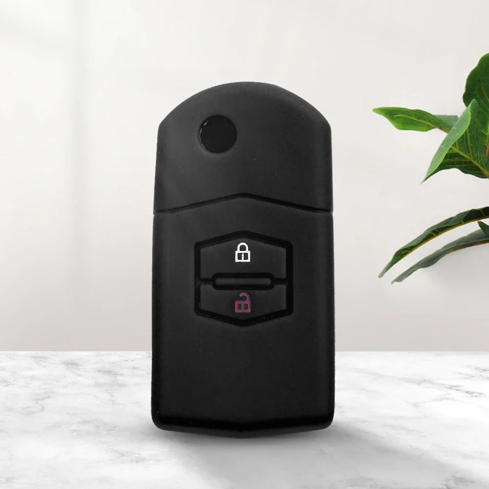 KEYYOU 2 Buttons Silicone Remote Fob Flip Key Case Cover For Mazda M2 3 5 M6 8 Speed CX-5 CX7 CX-9 MX-5 RX