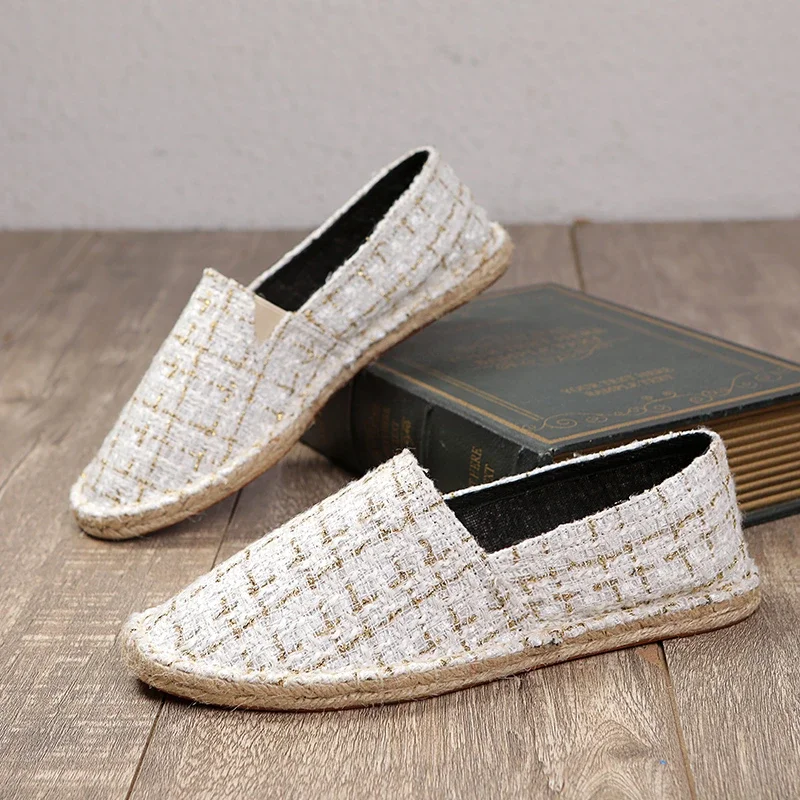 2023 Summer New Espadrilles For Men Shoes Linen Men\'s Casual Shoes Handmade Weaving Fisherman Shoes Fashion Flats Big Size 47