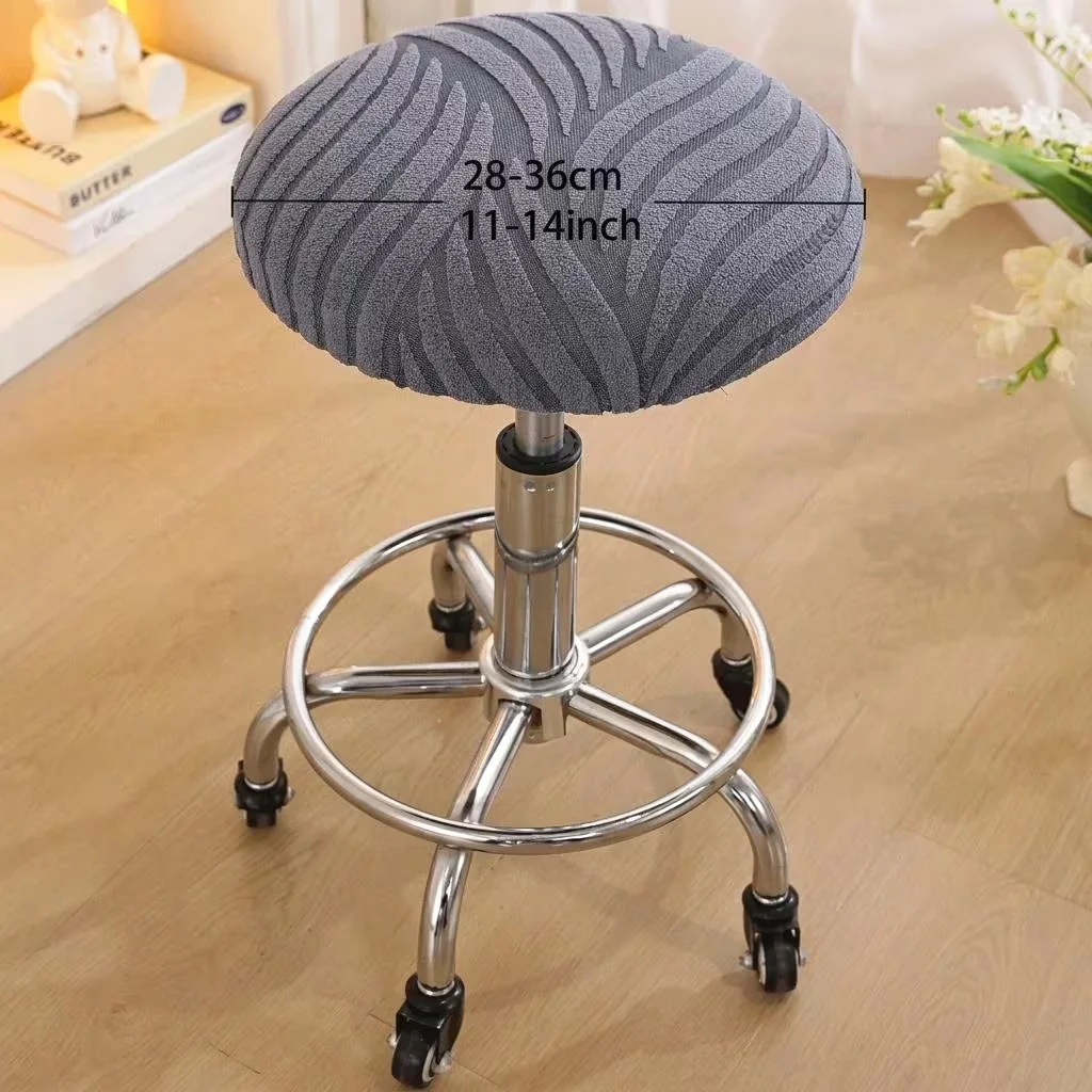 1PC Textured Round Stool Cover Soft Breathable Stretch Barrel Chair Seat Slipcover Removable Washable Home Decor Protector Cover
