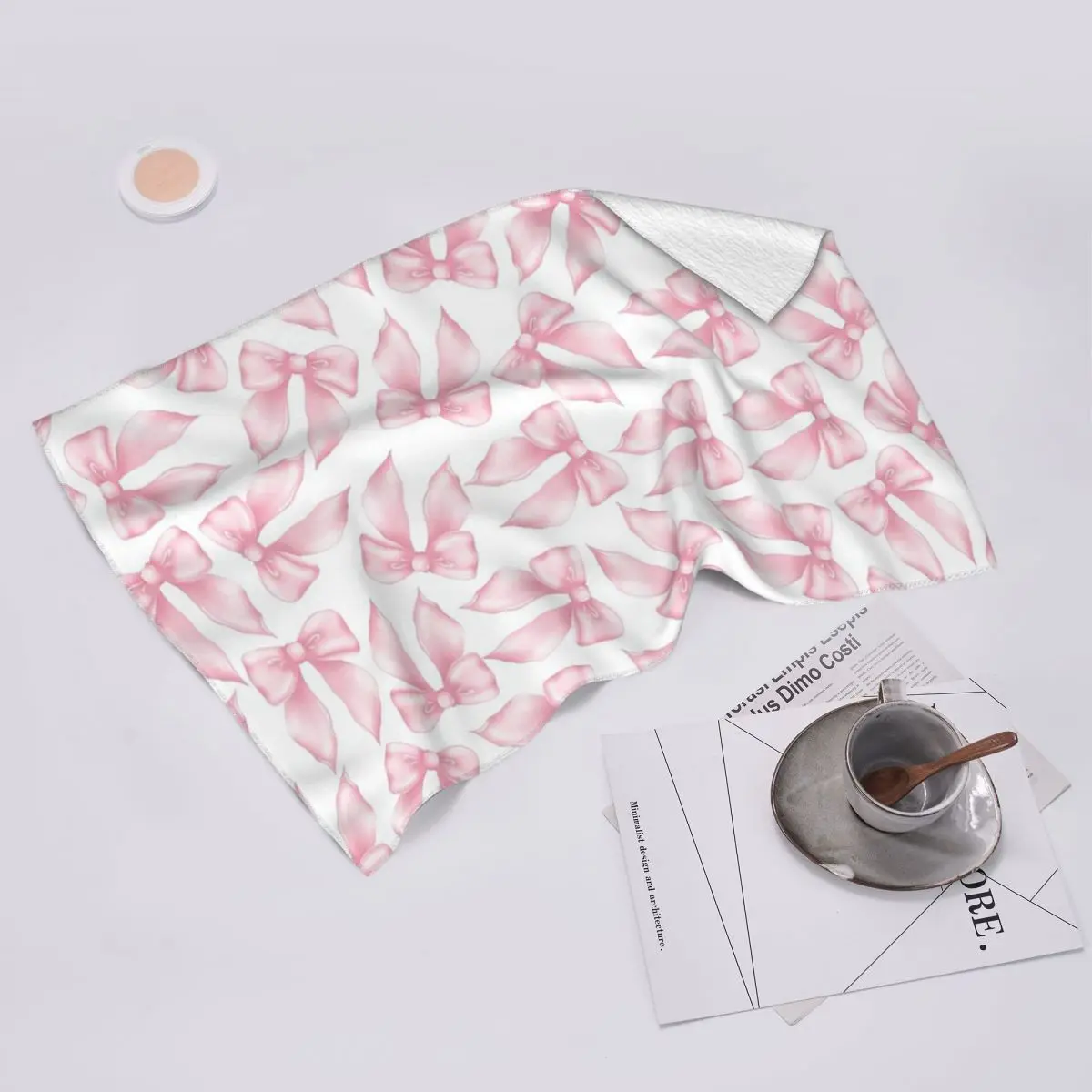 Serviette de visage douce personnalisée Cochuette avec nœud rose, serviette de bain en coton à séchage rapide, respirante