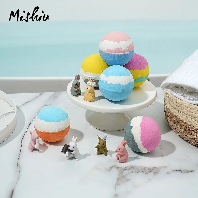 105g Toy rabbit bath salt ball essential oil bubble bath color bath ball cartoon bath ball