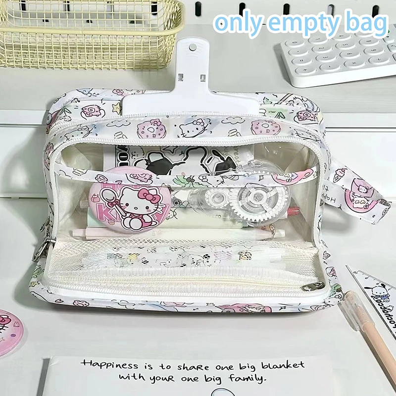 1Pcs Sanrio Hello Kitty Large Capacity Multifunctional Cartoon Pencil Case Cute Pink Car Katy Cat Printed Pattern Pencil Box