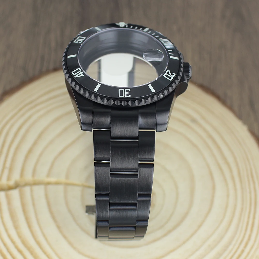 120 clicks Bezel 40mm NH35 Accessories Watch Case bands Sapphire for NH35 NH36 NH34 8215 Eta 2824 PT5000 Black SUB Ceramic bezel