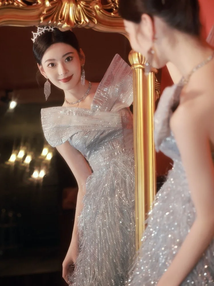 

Новое платье без бретелек для банкета, церемонии награждения, легкое, роскошное, для выступления грандиозного хора.