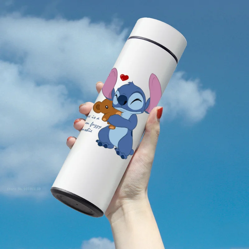 Disney Cartoon Stitch Thermos Cup Steedy Water Vacuum Cup Boy Girl Students 304 Stainless Steel School Water Bottle 500ML