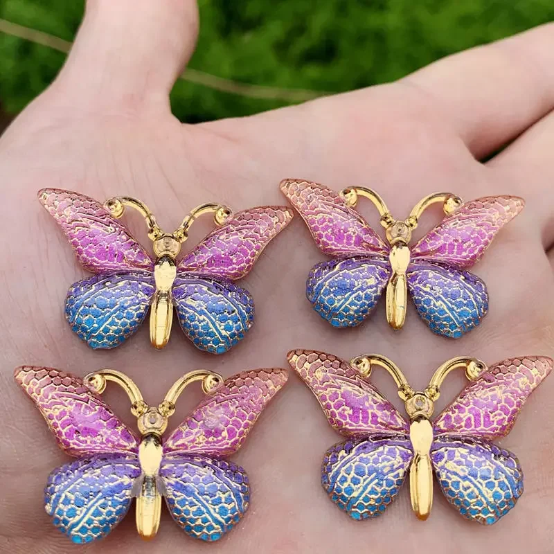 DIY 10pcs 23*38mm Colorful Butterfly Flat back Rhinestone and Appliques DIY Wedding scrapbook Accessories -B27