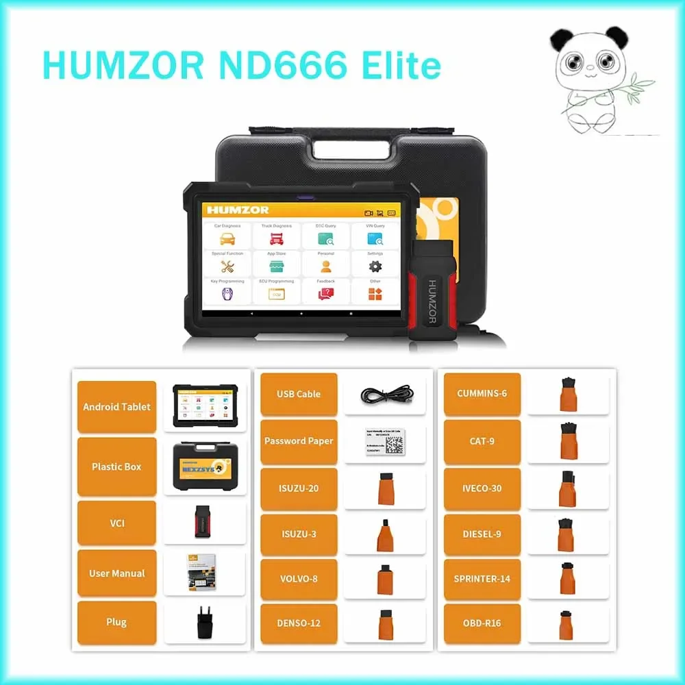 Humzor ND666 Elite Professional Car Scanner Full System OBD2 Diagnostic Tool ABS/IMMO/Odo-meter Adjust Car Truck Diagnosis