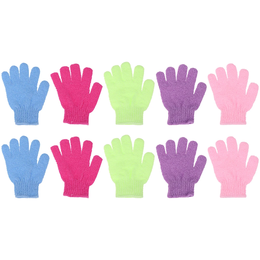 10pcs Creative Shower Gloves Scrub Body Massage SPA Foam Rubbing Mud Peeling Exfoliating Five-Finger Bathing Gloves Random Color