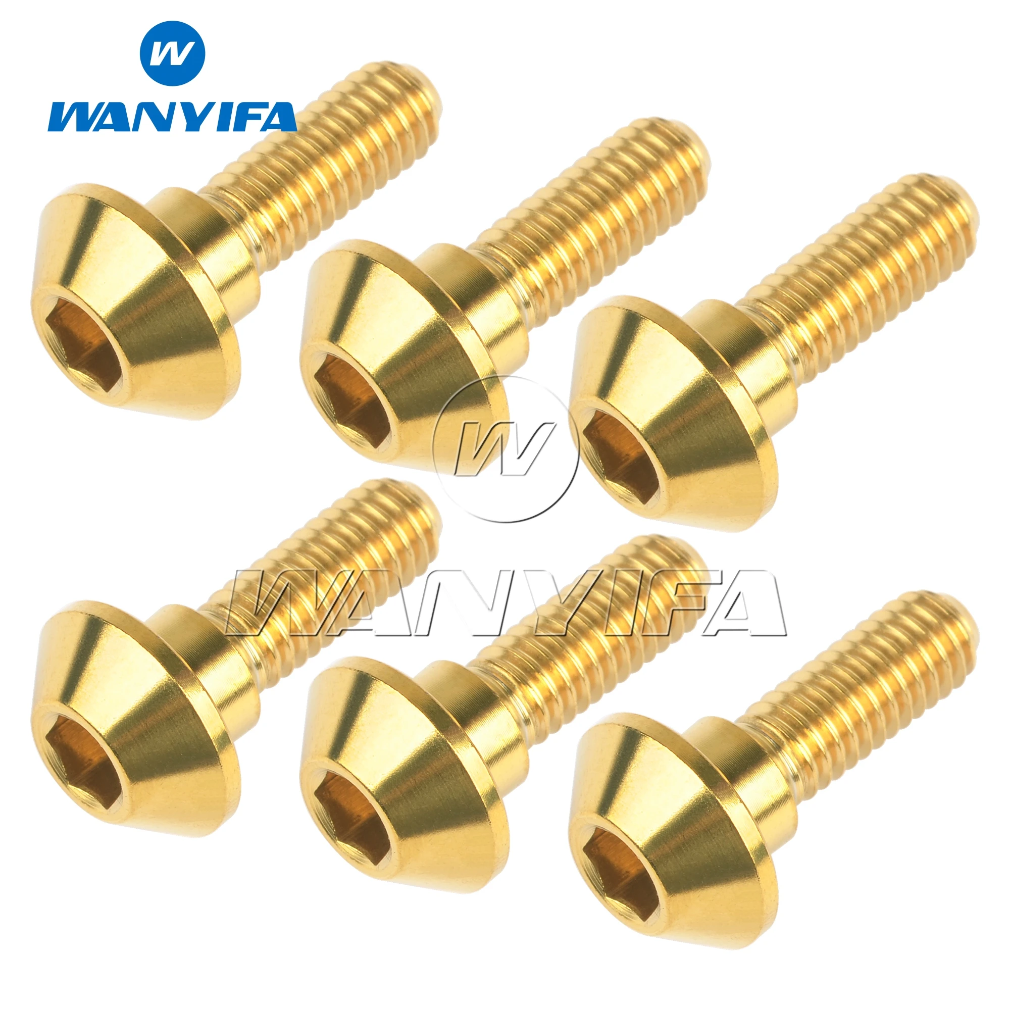 Wanyifa Titanium Bolts M6x20/25mm Hex Head Screws for Yamaha Motorcycle Brakes 6pcs