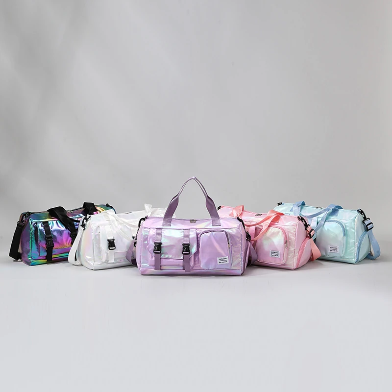 حقيبة نسائية من القماش الخشن للسفر من النايلون ذات سعة كبيرة، حقيبة صالة الألعاب الرياضية مع حجرة للأحذية، متعددة الاستخدامات للرياضة واللياقة البدنية #5