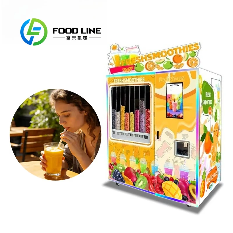 Manufacture Festival & Amusement Park Dedicated Plug-in DIY Smoothie Vending Machine with Personalized Sticker Design