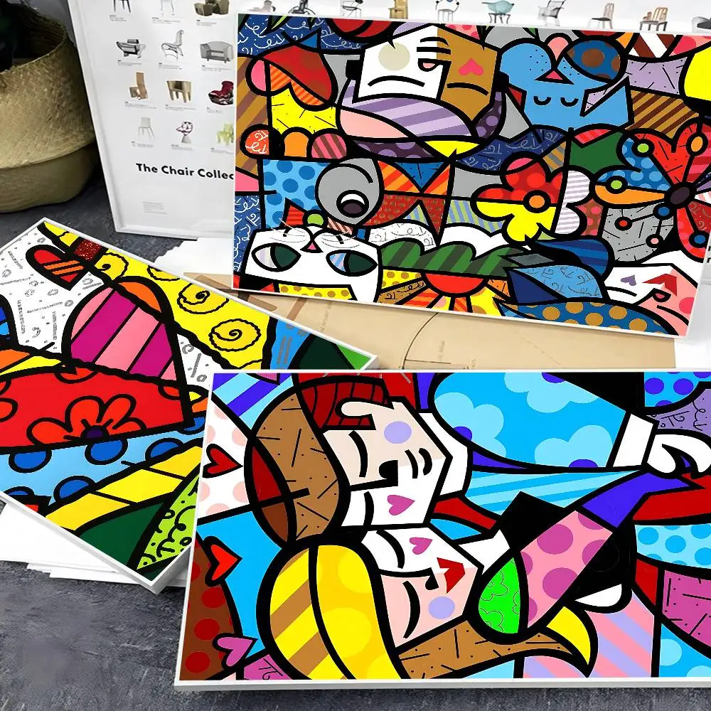 Colors R-Romero B-Britto Art DIY Sticky Poster Whitepaper Prints Posters Artwork Vintage Decorative Painting