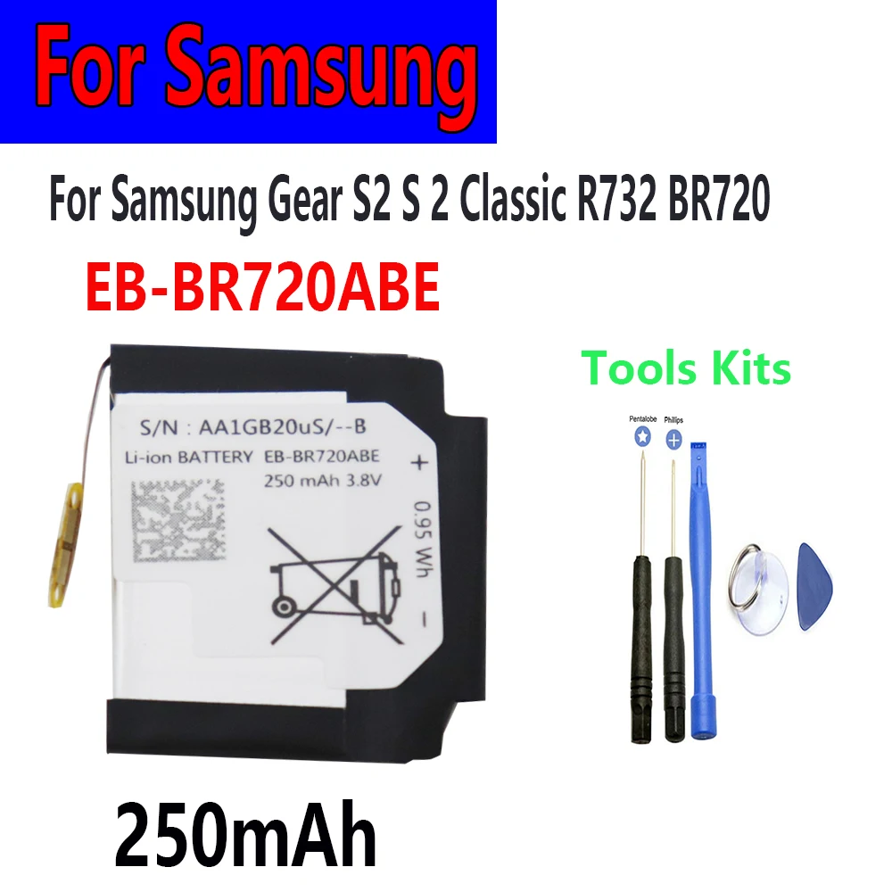 ISUNOO EB-BR720ABE For Samsung Gear S2 S 2 Classic R732 BR720 3.8V 250mAh SM-R730S SM-R730T SM-R735T With Tools