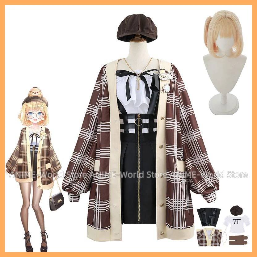 Disfraz de Anime Watson Amelia, ropa diaria para niñas, peluca de Hololive EN Watson, tocado