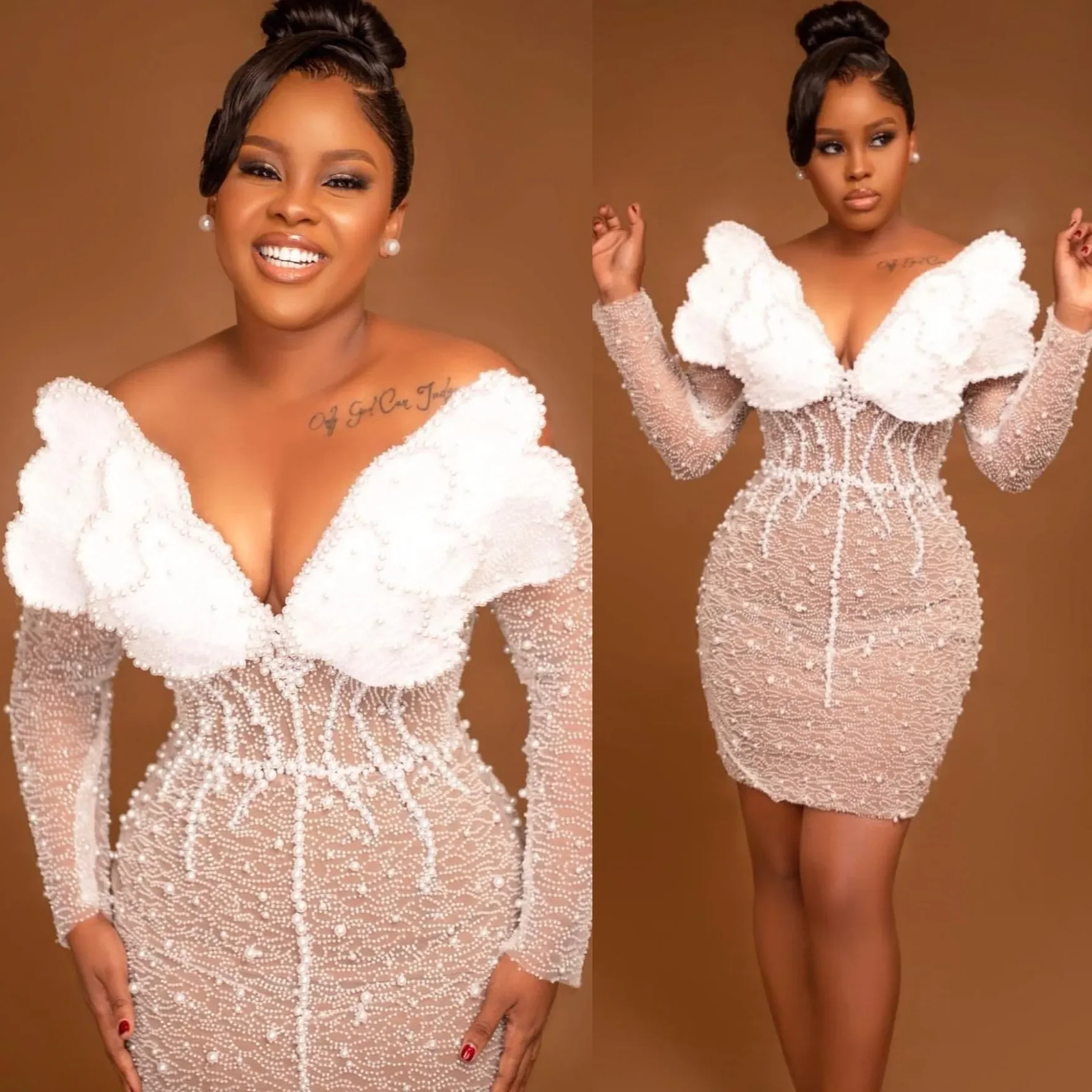 

Ivory Sheath Cocktail Dress Pearls Appliques Lace Illusion Short Mini Graduation Homecoming Prom Dresses Customized