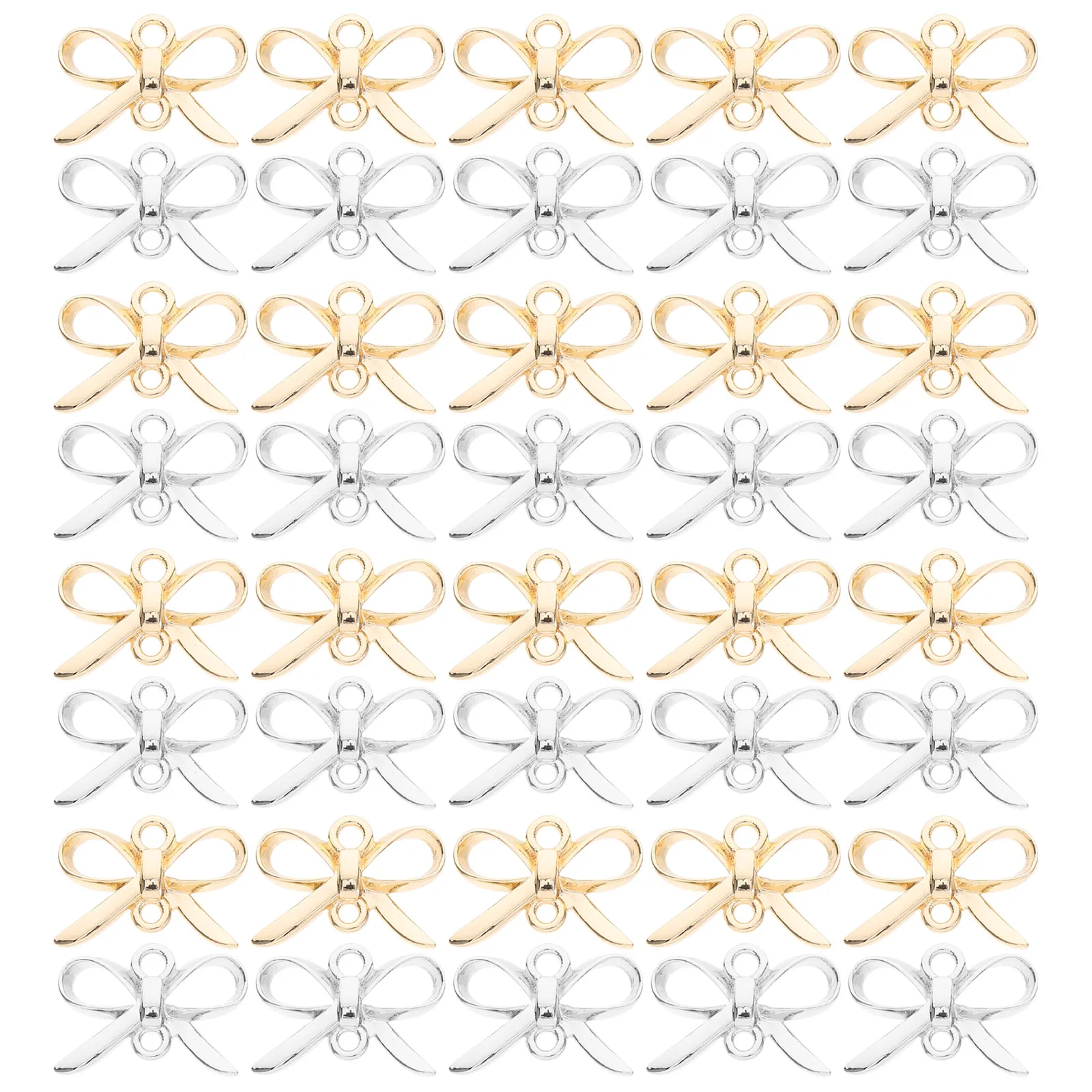 

50pcs Metal Bowknot Earrings Charms Jewelry Diy Pendant Bracelet Connectors Alloy Decorative Connector Pendants For Necklace