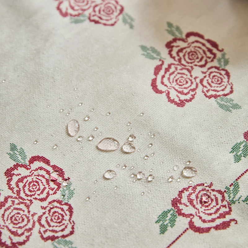 Findella Rose Series الجدول عداء الفرنسية الرعوية الجدول عداء المنزل أنيقة الرجعية الشاي العلم مقاوم للماء غطاء طاولة القهوة القماش #5