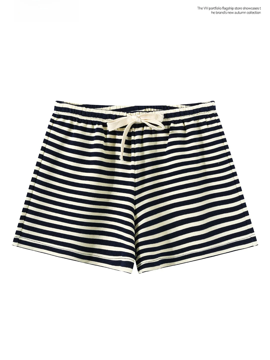 

Casual Fashionable Dark Blue Striped Base Layer Shorts Women Summer Slim High Waist Straight Cut Simple Versatile Outdoor Pants