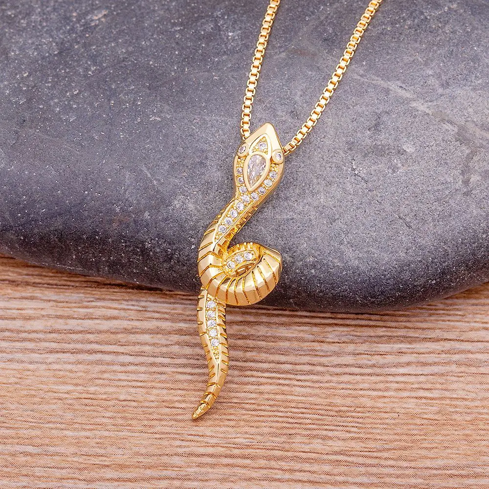 Nidin INS Fashion Snake Pendant Necklace For Women Gold Color Minimalist Style Aesthetic Jewelry Party Gift Choker collares