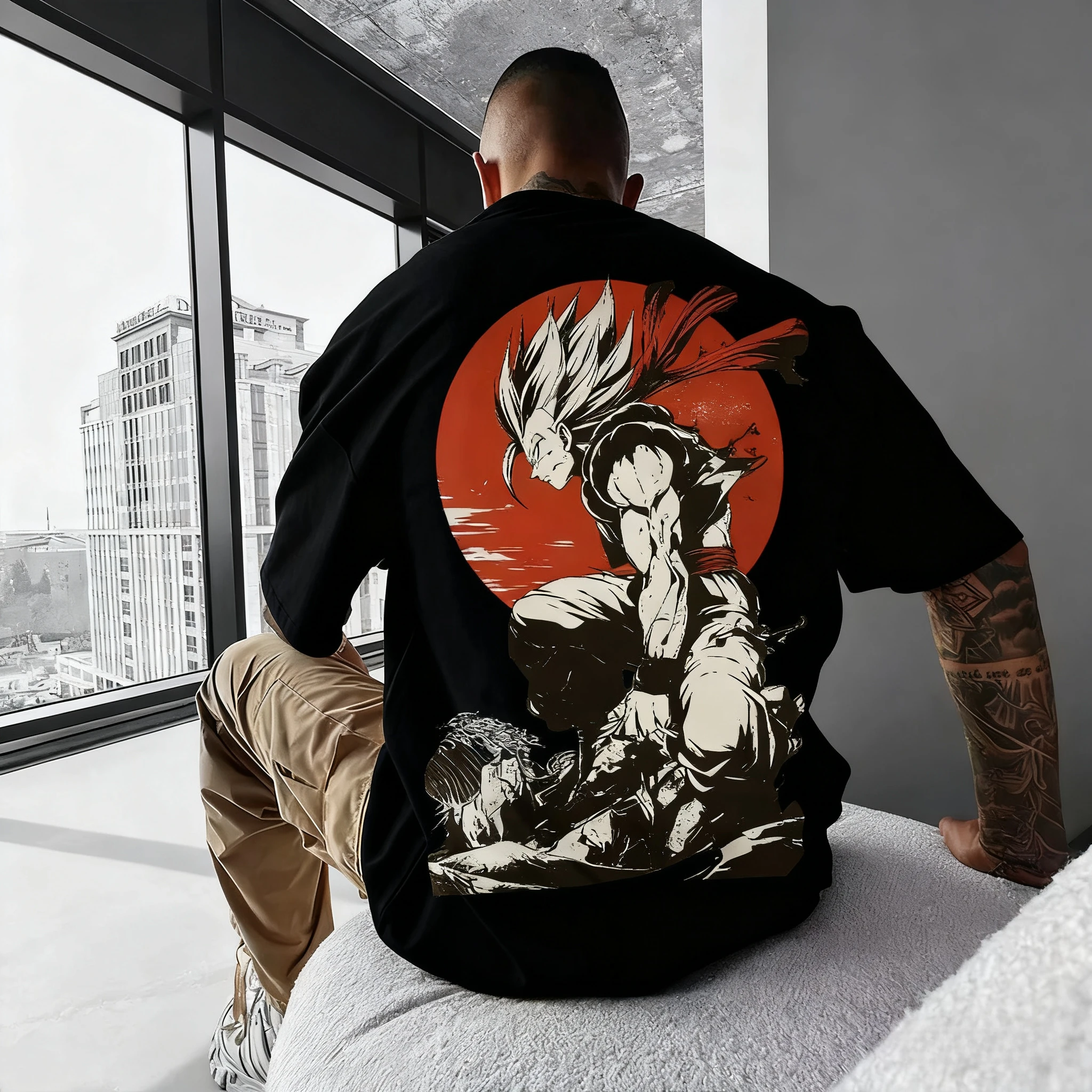

Dragon Ball Anime Gohan Color Printed T-shirt 2025 Men's Summer New Hip Hop Trend Versatile Large Loose Casual Parent Child Top