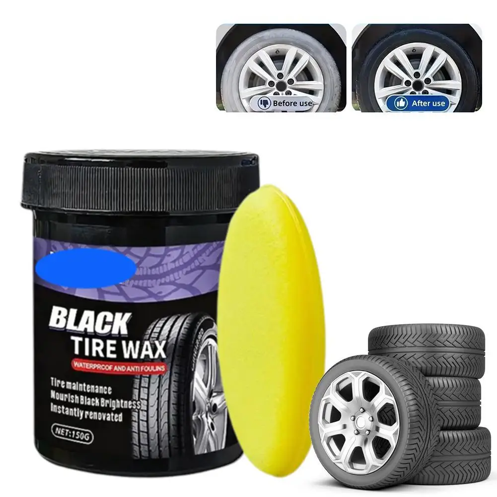 شمع الإطارات الأسود مناسب لجميع المركبات يأتي مع منتج العناية بالإطارات سهل الاستخدام وإطارات مقاومة للماء والغبار Su N3U4