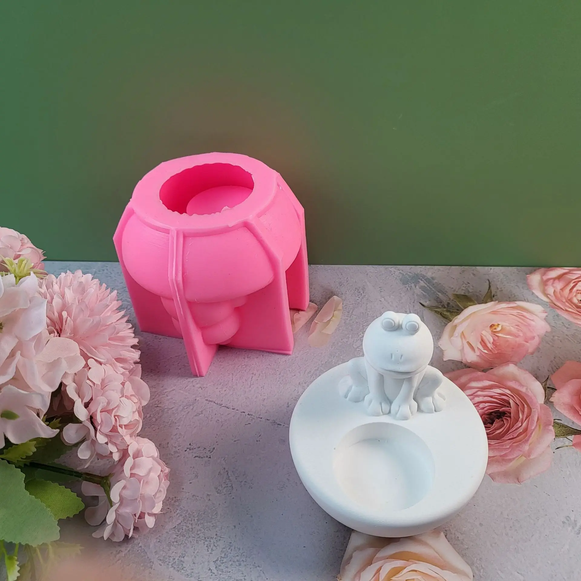 Bowl Frog Cup Shape Candlestick Silicone Mold Home Aromatherapy Candles Decorative Ornaments Candlestick Silicone Molds
