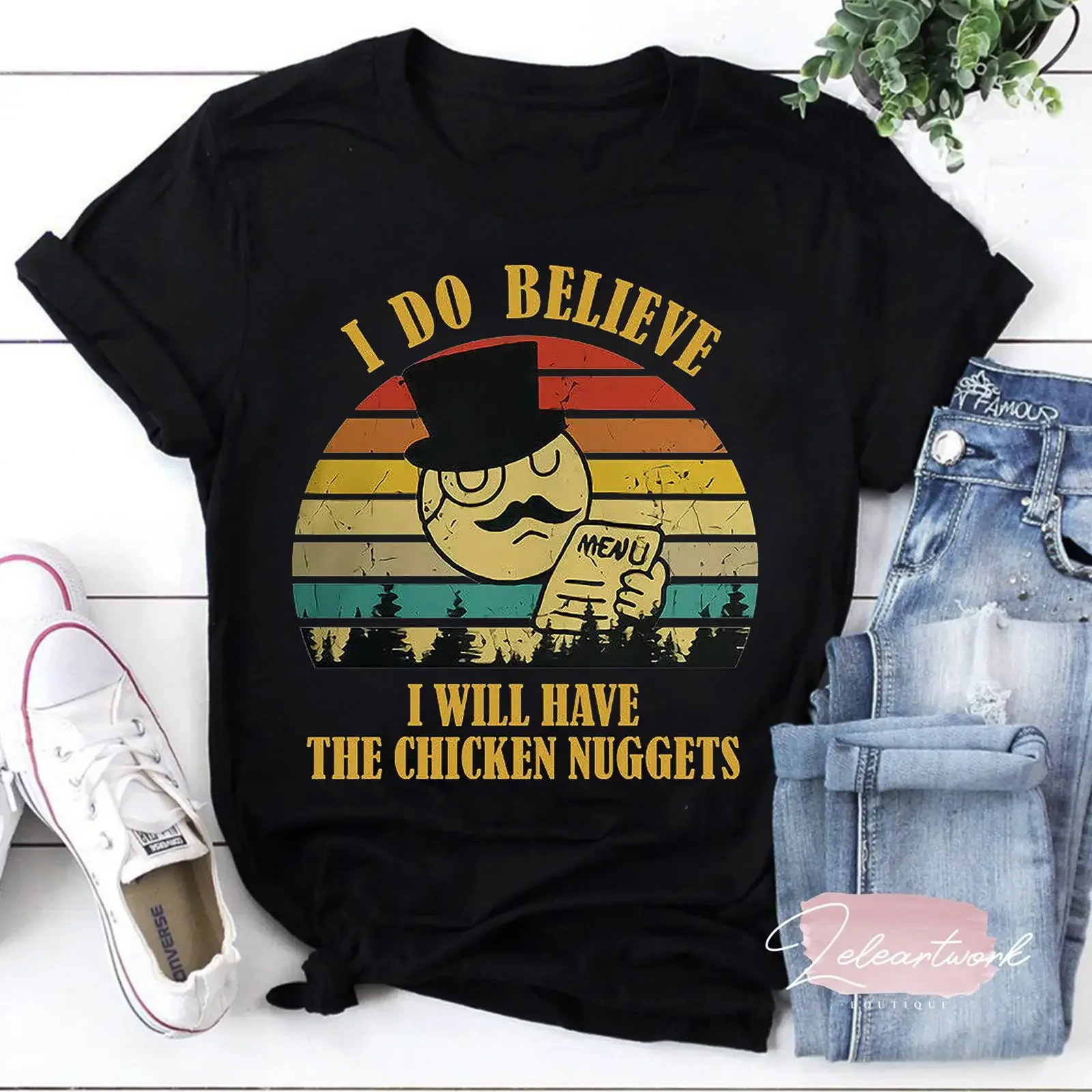 I Do Believe Will Have The Chicken Nugget Vintage T Shirt Nugs vintage Washed Unisex designer clothes Comfortable homme Soft