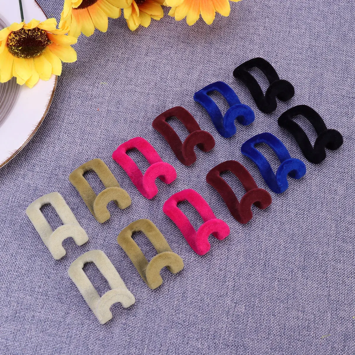12Pcs Anti-Slip Mini Flocking Clothes Rack Hooks – Space-Saving Hanger Organizers for Closet and Wardrobe